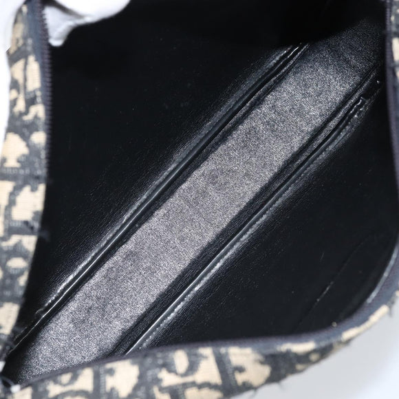 Christian Dior Trotter Canvas Umhängetasche Schwarz Gold Auth LNZ705