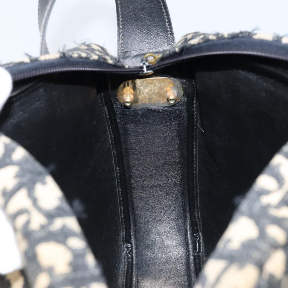 Christian Dior Trotter Canvas Umhängetasche Schwarz Gold Auth LNZ705