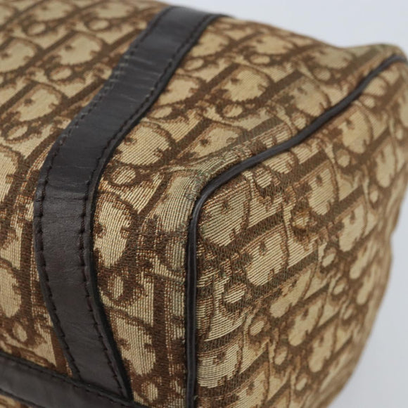 Christian Dior Trotter Canvas Boston Bag Beige Gold Auth LNZ706