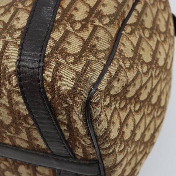 Christian Dior Trotter Canvas Boston Bag Beige Gold Auth LNZ706