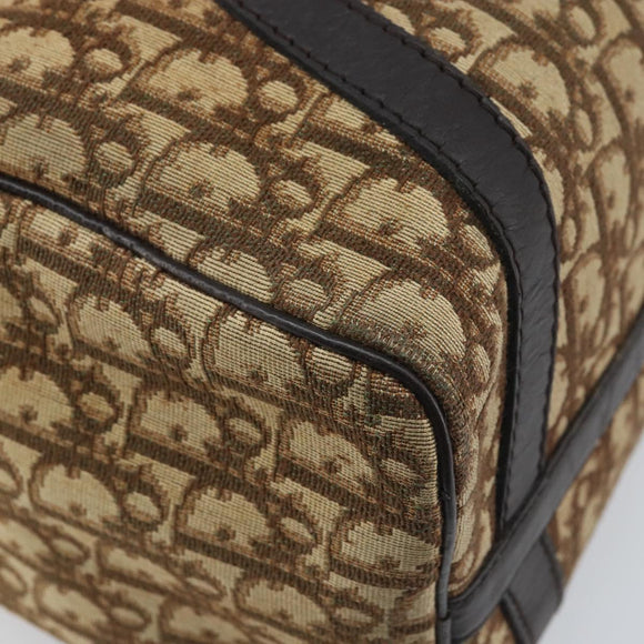 Christian Dior Trotter Canvas Boston Bag Beige Gold Auth LNZ706
