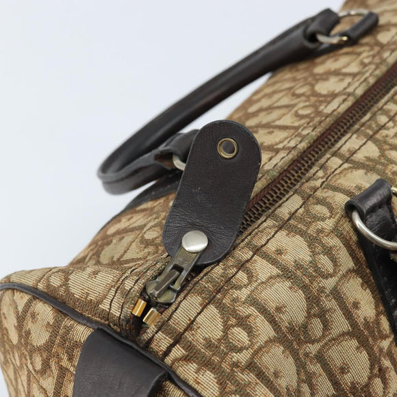 Christian Dior Trotter Canvas Boston Bag Beige Gold Auth LNZ706
