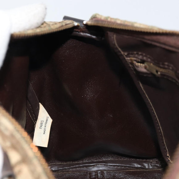 Christian Dior Trotter Canvas Boston Bag Beige Gold Auth LNZ706