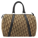 Christian Dior Trotter Canvas Boston Bag Beige Gold Auth LNZ706-2