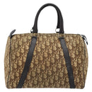 Christian Dior Trotter Canvas Boston Bag Beige Gold Auth LNZ706-3