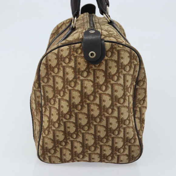Christian Dior Trotter Canvas Boston Bag Beige Gold Auth LNZ706