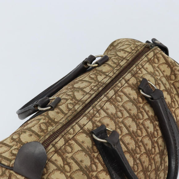 Christian Dior Trotter Canvas Boston Bag Beige Gold Auth LNZ706