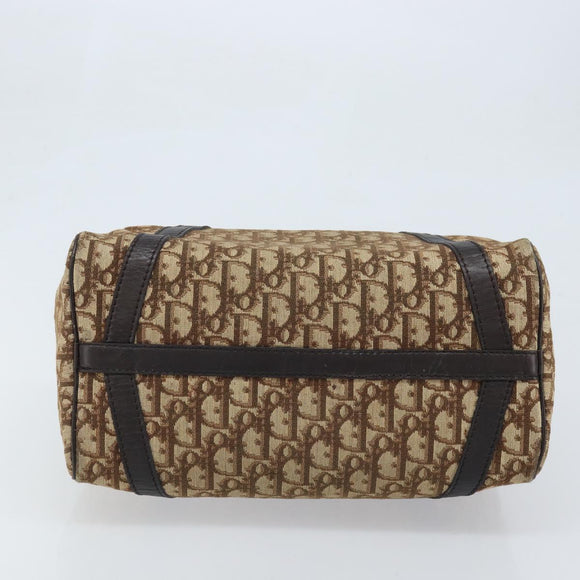 Christian Dior Trotter Canvas Boston Bag Beige Gold Auth LNZ706