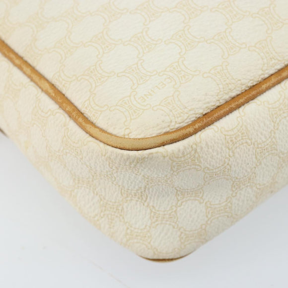 CELINE Macadam Canvas Shoulder Bag PVC Leather Ivory Gold Auth LNZ709