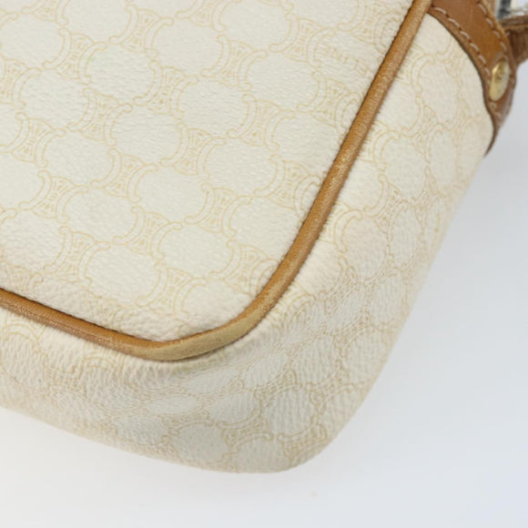 CELINE Macadam Canvas Shoulder Bag PVC Leather Ivory Gold Auth LNZ709