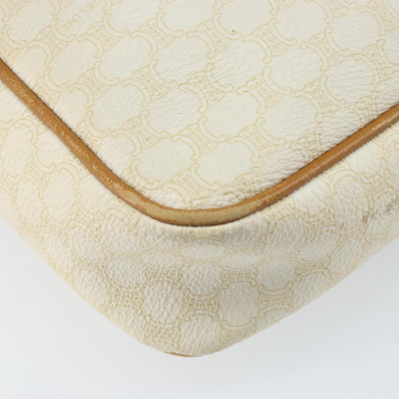 CELINE Macadam Canvas Shoulder Bag PVC Leather Ivory Gold Auth LNZ709