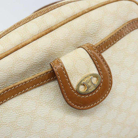 CELINE Macadam Canvas Shoulder Bag PVC Leather Ivory Gold Auth LNZ709