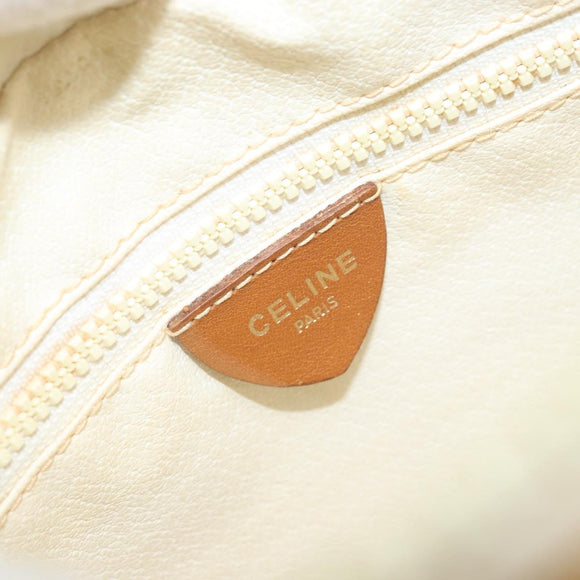 CELINE Macadam Canvas Shoulder Bag PVC Leather Ivory Gold Auth LNZ709