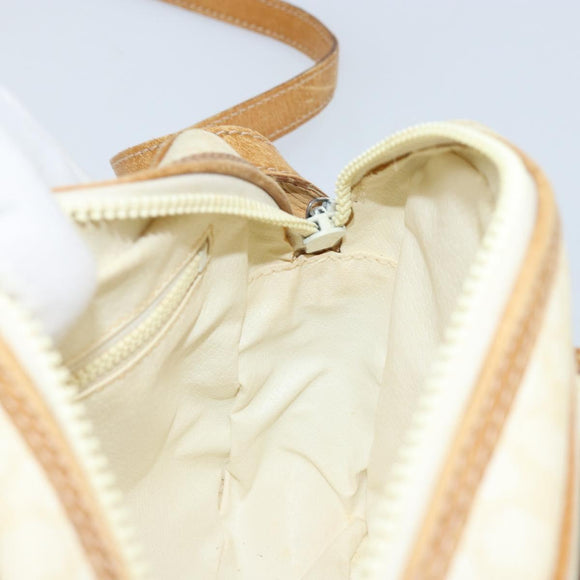 CELINE Macadam Canvas Shoulder Bag PVC Leather Ivory Gold Auth LNZ709