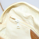 CELINE Macadam Canvas Shoulder Bag PVC Leather Ivory Gold Auth LNZ709-21