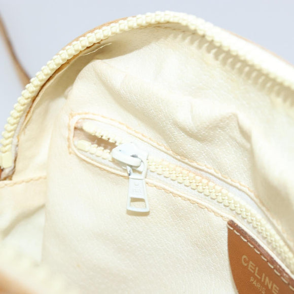 CELINE Macadam Canvas Shoulder Bag PVC Leather Ivory Gold Auth LNZ709