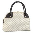 CELINE Macadam Canvas Hand Bag PVC Leather White Gold Auth LNZ710-1