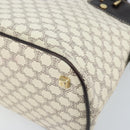 CELINE Macadam Canvas Hand Bag PVC Leather White Gold Auth LNZ710-9