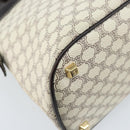 CELINE Macadam Canvas Hand Bag PVC Leather White Gold Auth LNZ710-16