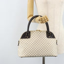 CELINE Macadam Canvas Hand Bag PVC Leather White Gold Auth LNZ710-23