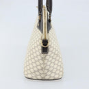 CELINE Macadam Canvas Hand Bag PVC Leather White Gold Auth LNZ710-3