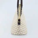 CELINE Macadam Canvas Hand Bag PVC Leather White Gold Auth LNZ710-4