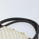 CELINE Macadam Canvas Hand Bag PVC Leather White Gold Auth LNZ710-8