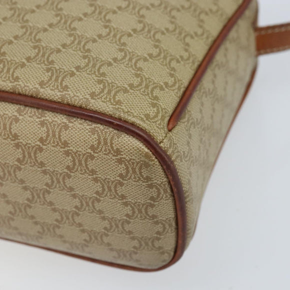 CELINE Macadam Canvas Shoulder Bag PVC Beige Gold Auth LNZ711