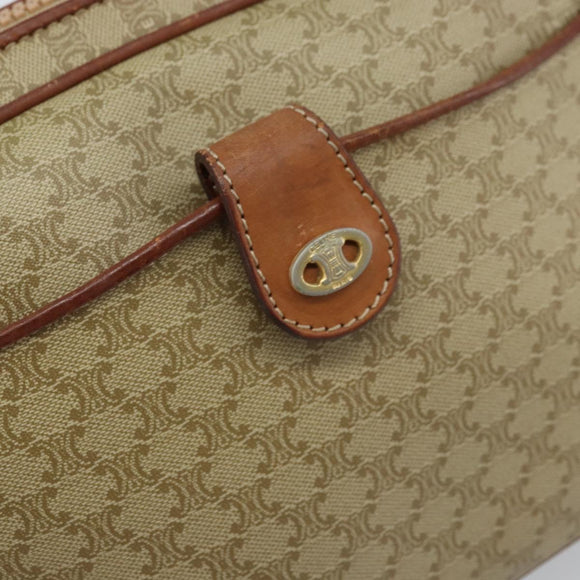 CELINE Macadam Canvas Shoulder Bag PVC Beige Gold Auth LNZ711