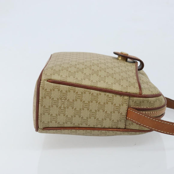CELINE Macadam Canvas Shoulder Bag PVC Beige Gold Auth LNZ711