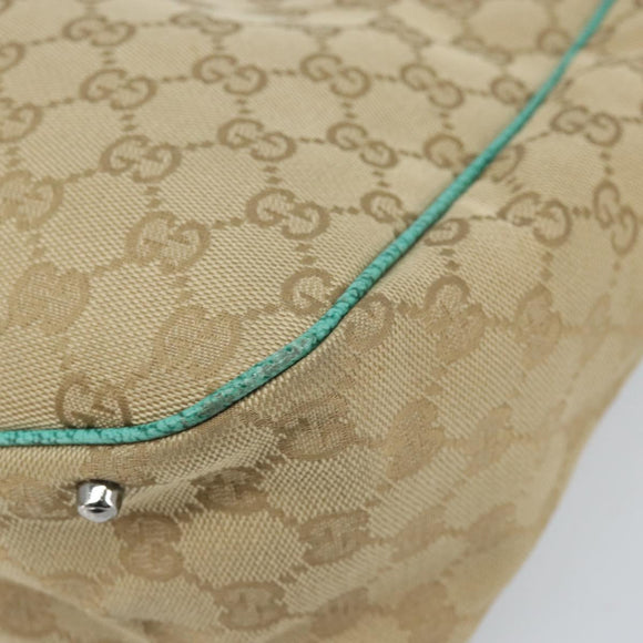 GUCCI GG Canvas Hand Bag Beige Silver 113017 Auth LNZ712