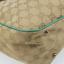 GUCCI GG Canvas Hand Bag Beige Silver 113017 Auth LNZ712-9