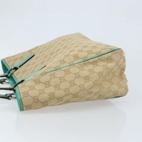 GUCCI GG Canvas Hand Bag Beige Silver 113017 Auth LNZ712