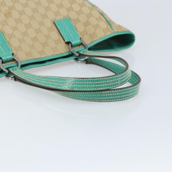 GUCCI GG Canvas Hand Bag Beige Silver 113017 Auth LNZ712
