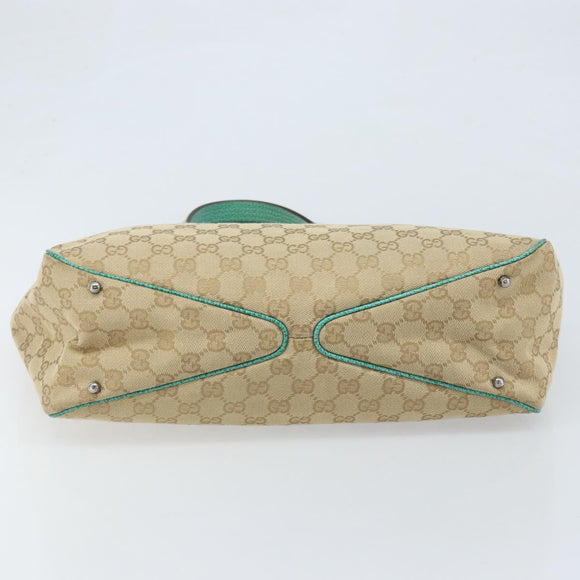 GUCCI GG Canvas Hand Bag Beige Silver 113017 Auth LNZ712