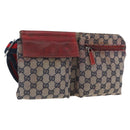 GUCCI GG Canvas Sherry Line Waist bag Beige Silver 28566 Auth LNZ713-1
