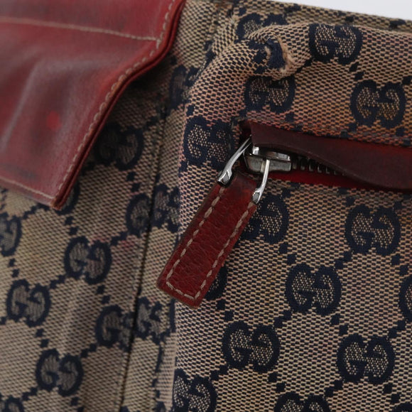 GUCCI GG Canvas Sherry Line Waist bag Beige Silver 28566 Auth LNZ713