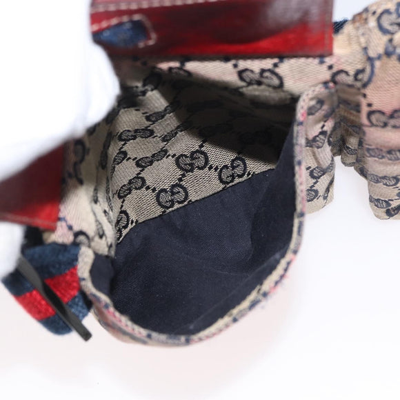 GUCCI GG Canvas Sherry Line Waist bag Beige Silver 28566 Auth LNZ713