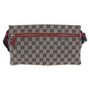 GUCCI GG Canvas Sherry Line Waist bag Beige Silver 28566 Auth LNZ713-3