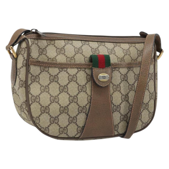 GUCCI GG Supreme Web Sherry Line Bag PVC Beige Gold 89 02 032 Auth LNZ714