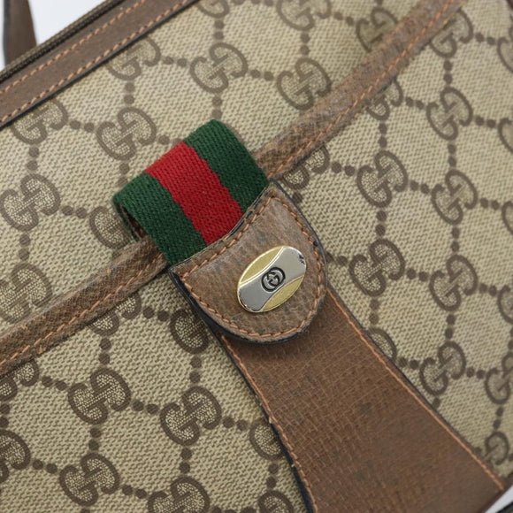 GUCCI GG Supreme Web Sherry Line Bag PVC Beige Gold 89 02 032 Auth LNZ714