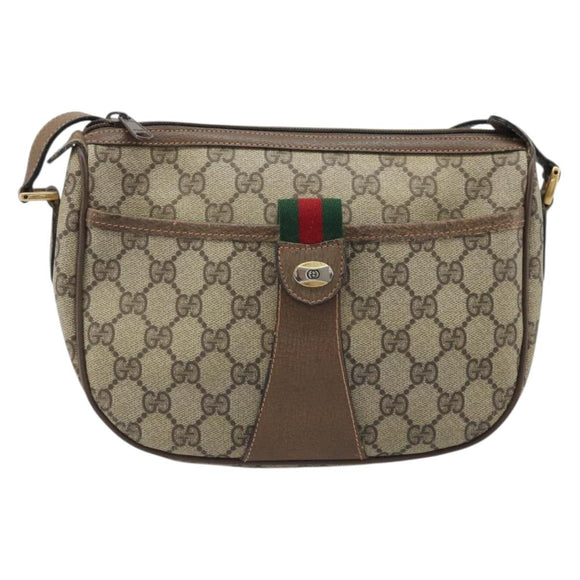 GUCCI GG Supreme Web Sherry Line Bag PVC Beige Gold 89 02 032 Auth LNZ714
