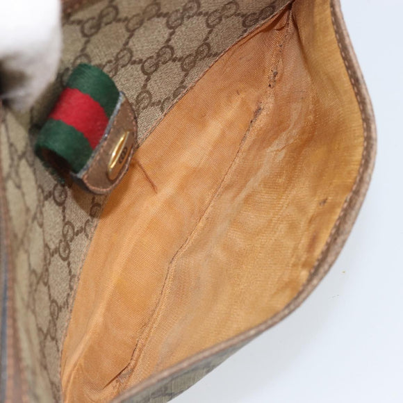 GUCCI GG Supreme Web Sherry Line Bag PVC Beige Gold 89 02 032 Auth LNZ714