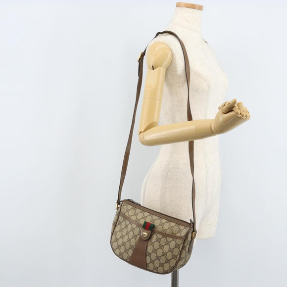 GUCCI GG Supreme Web Sherry Line Bag PVC Beige Gold 89 02 032 Auth LNZ714