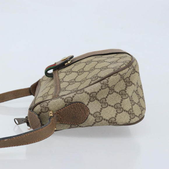GUCCI GG Supreme Web Sherry Line Bag PVC Beige Gold 89 02 032 Auth LNZ714