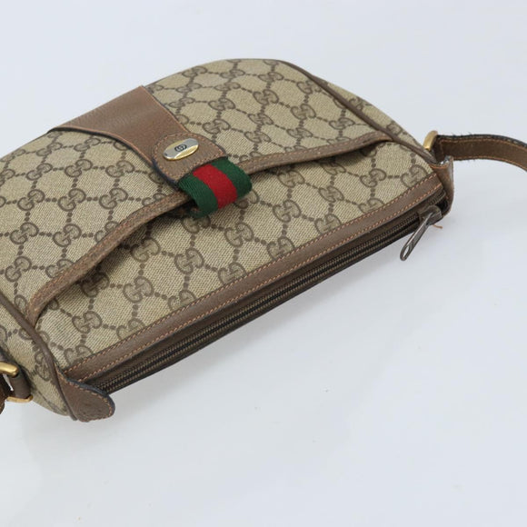 GUCCI GG Supreme Web Sherry Line Bag PVC Beige Gold 89 02 032 Auth LNZ714