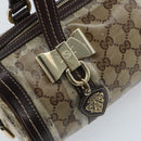 GUCCI GG Crystal Duchessa Hand Bag Coated Canvas Beige Gold Auth LNZ715-17