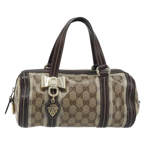 GUCCI GG Crystal Duchessa Hand Bag Coated Canvas Beige Gold Auth LNZ715
