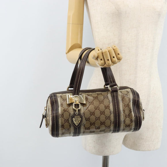 GUCCI GG Crystal Duchessa Hand Bag Coated Canvas Beige Gold Auth LNZ715