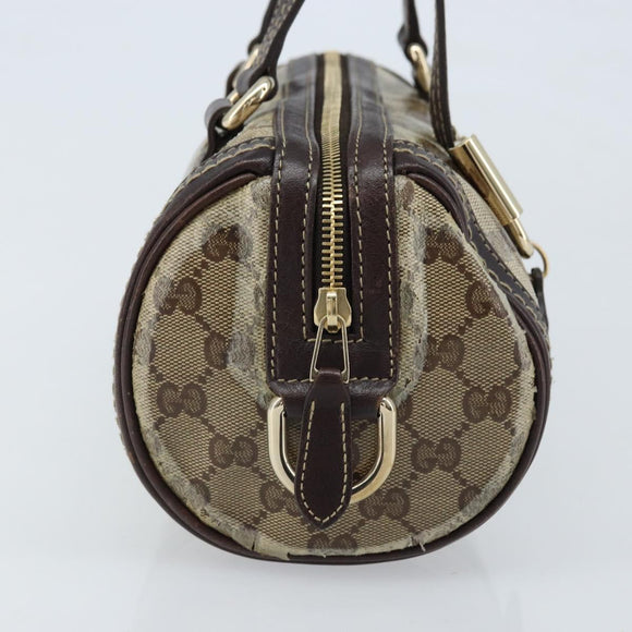 GUCCI GG Crystal Duchessa Hand Bag Coated Canvas Beige Gold Auth LNZ715